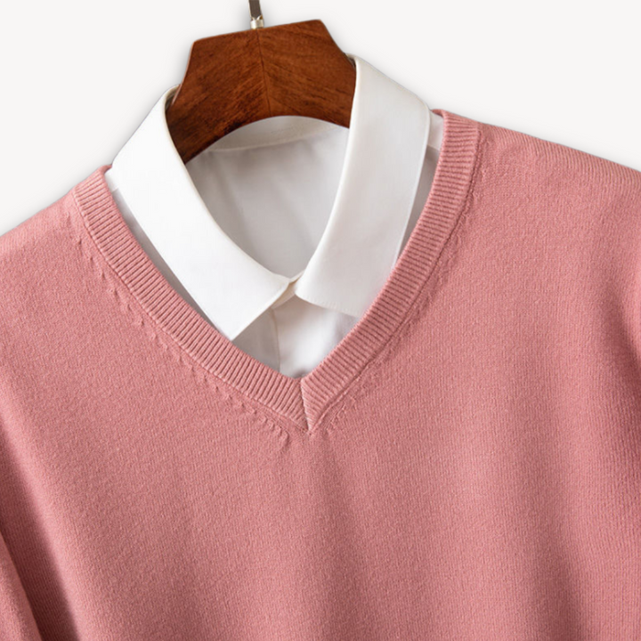 Męski sweter slim fit z dekoltem V i długim rękawem