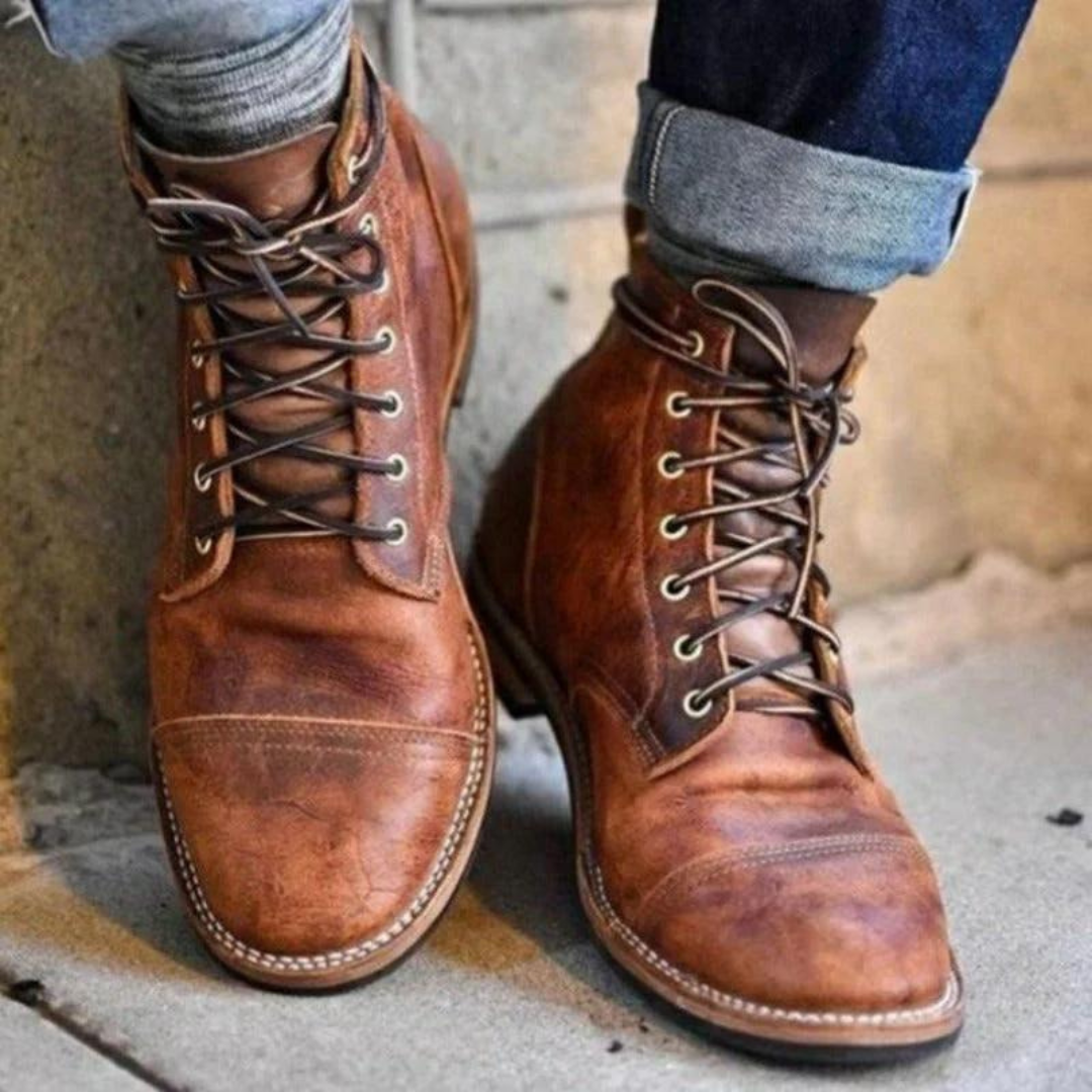 Męskie Botki Sznurowane w Stylu Casual do Kostki