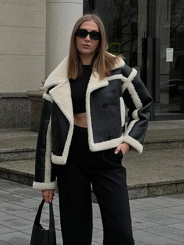 Damska Ciepła Krotka Marynarka w kroju crop