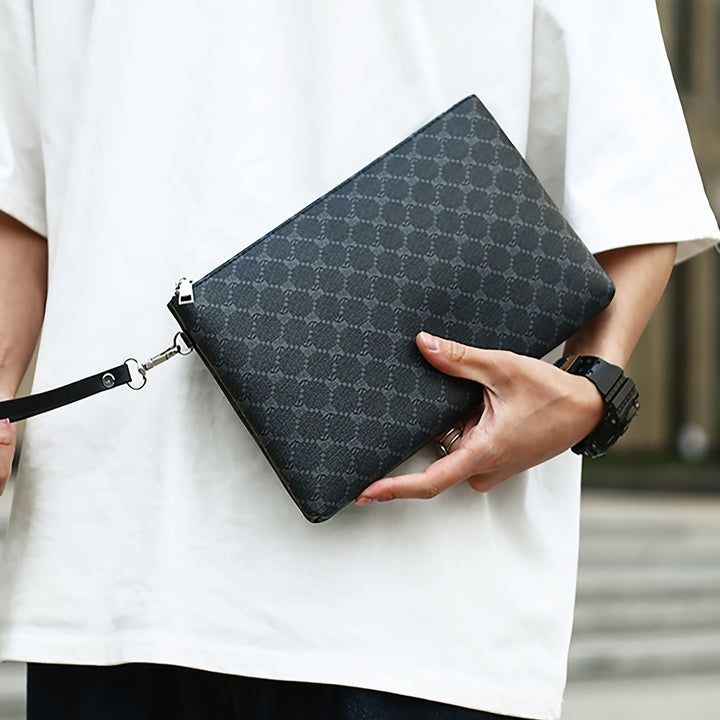 Saszetki Męskie do Ręki Klasyczne ze Skórzanymi Elementami Clutch