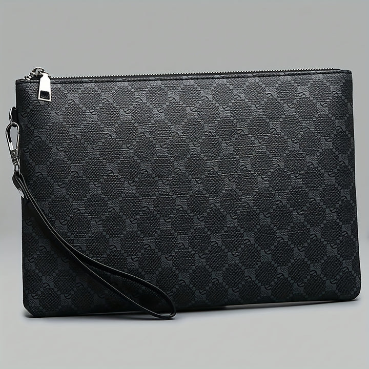 Saszetki Męskie do Ręki Klasyczne ze Skórzanymi Elementami Clutch