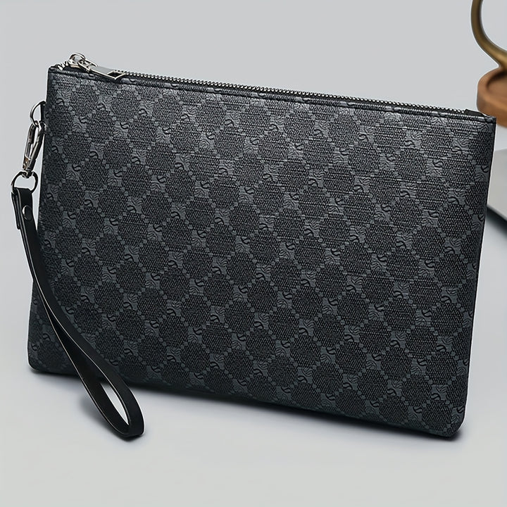 Saszetki Męskie do Ręki Klasyczne ze Skórzanymi Elementami Clutch