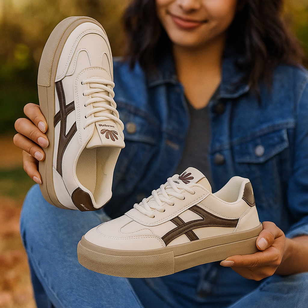 Damskie modne sneakersy z kontrastowymi detalami
