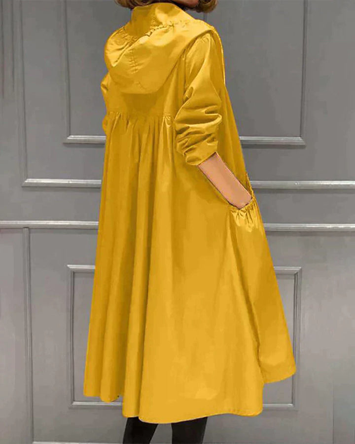 Damski Płaszcz Przeciwdeszczowy z Kapturem Długi