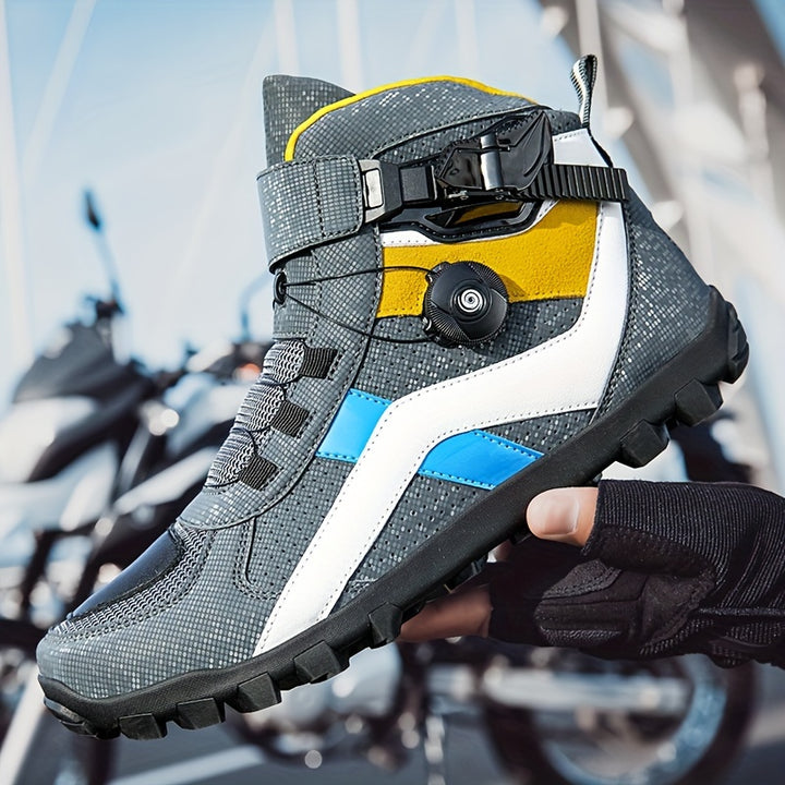 Męskie buty motocyklowe wysokie z obrotową klamrą