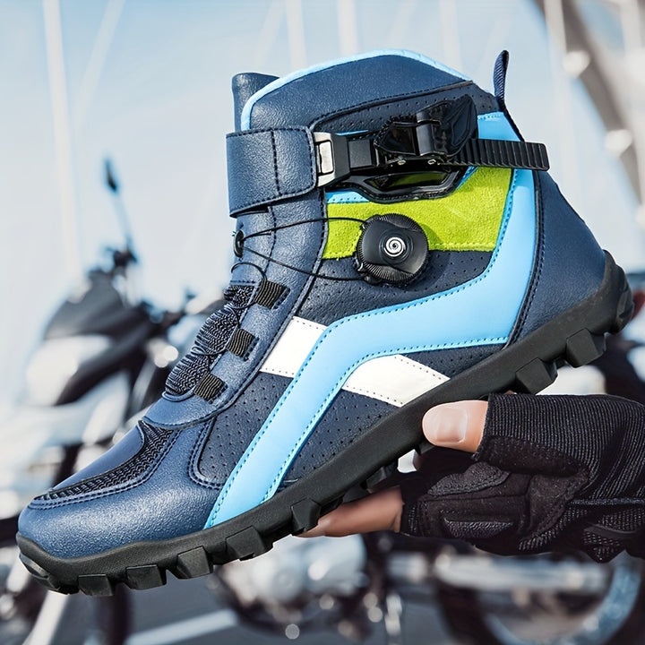 Męskie buty motocyklowe wysokie z obrotową klamrą