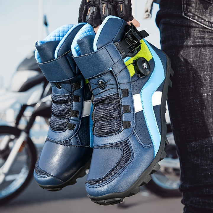 Męskie buty motocyklowe wysokie z obrotową klamrą