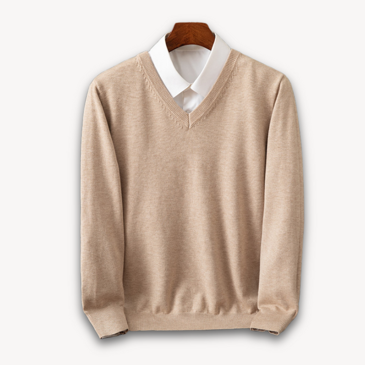 Męski sweter slim fit z dekoltem V i długim rękawem