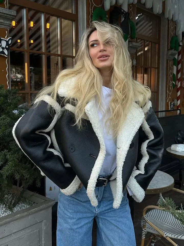 Damska Ciepła Krotka Marynarka w kroju crop