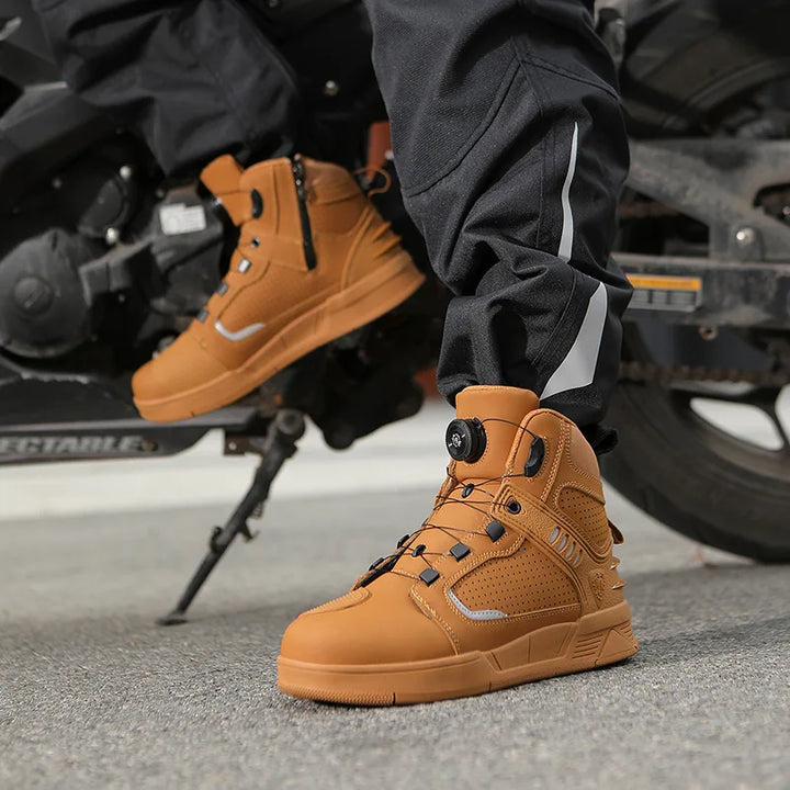 Męskie buty motocyklowe wysokie sznurowane