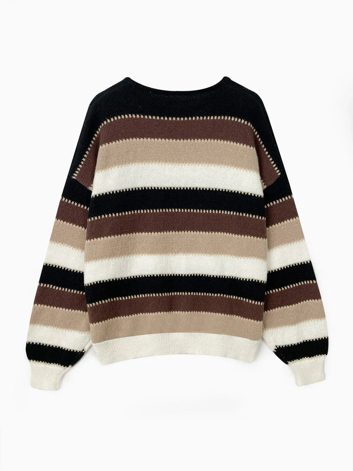 Damski nowoczesny sweter w paski zimowy