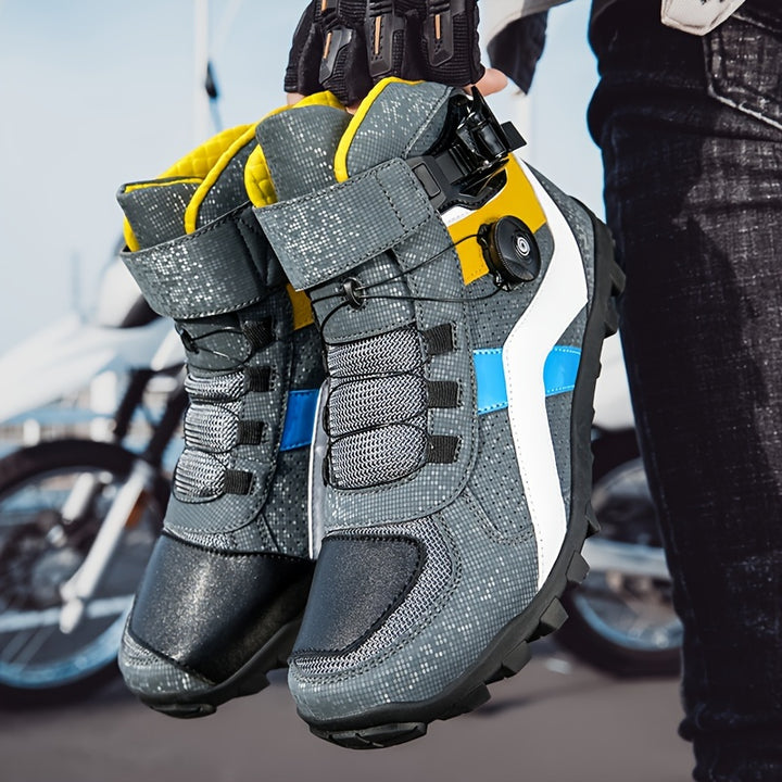 Męskie buty motocyklowe wysokie z obrotową klamrą
