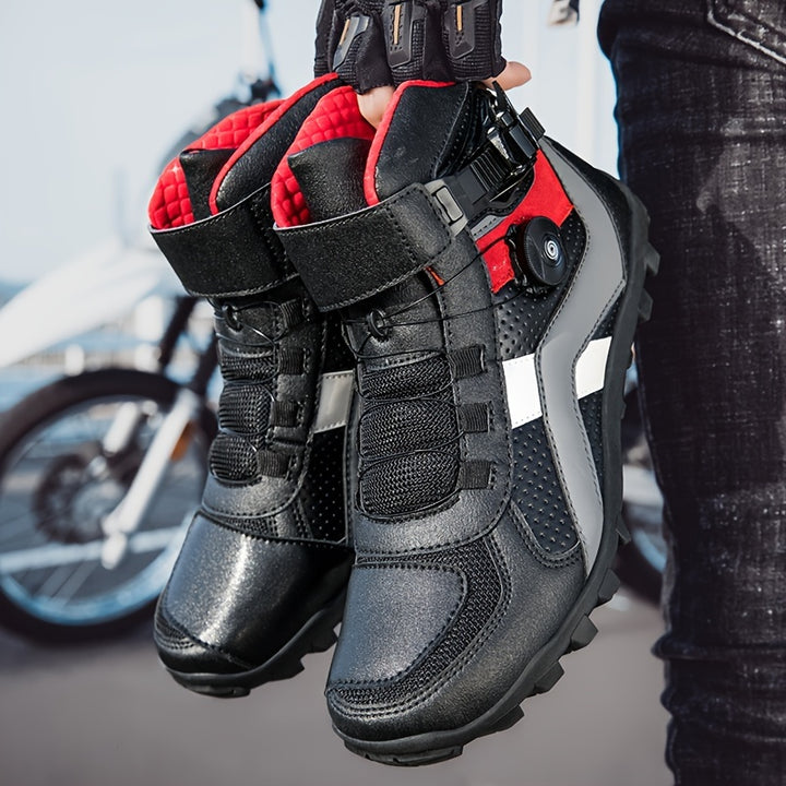 Męskie buty motocyklowe wysokie z obrotową klamrą