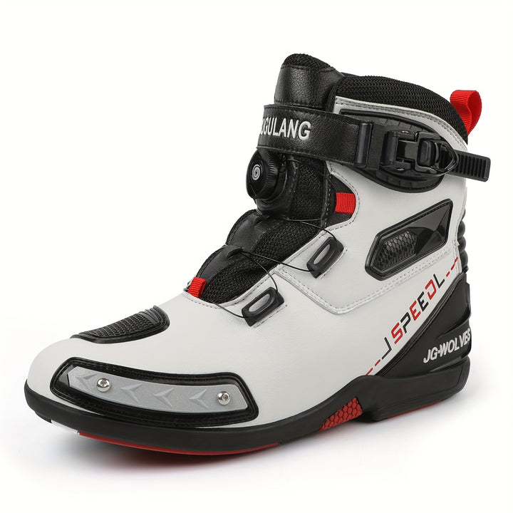 Męskie wysokie buty motocyklowe z paskami