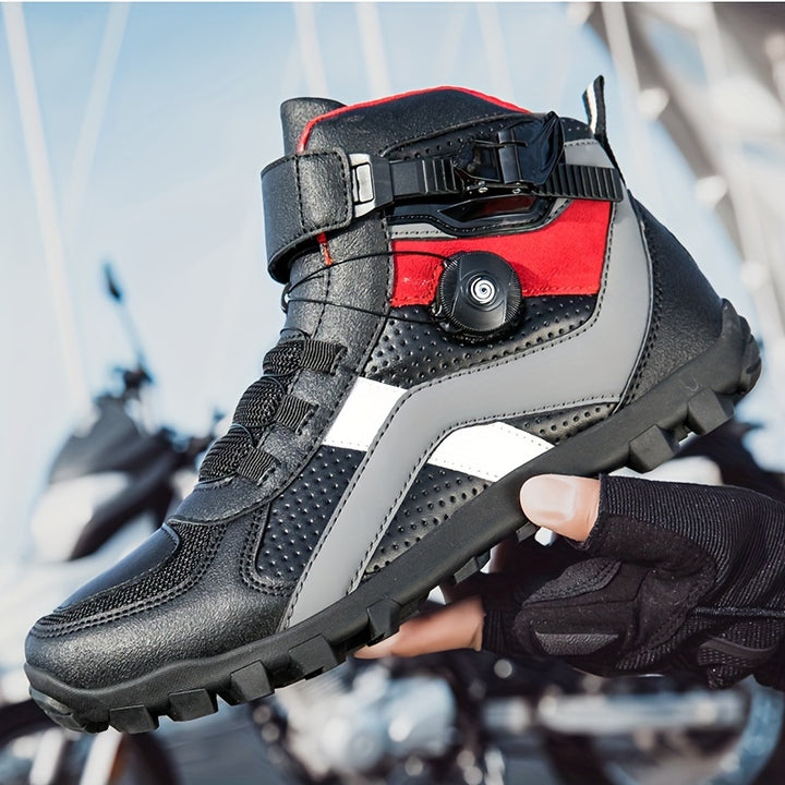 Męskie buty motocyklowe wysokie z obrotową klamrą