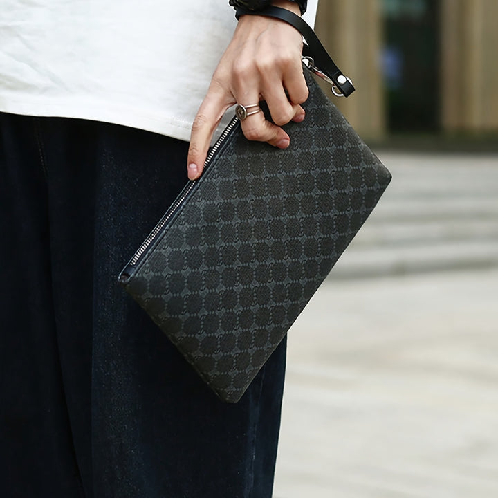 Saszetki Męskie do Ręki Klasyczne ze Skórzanymi Elementami Clutch