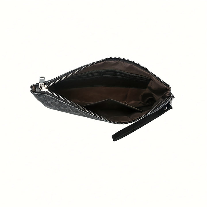Saszetki Męskie do Ręki Klasyczne ze Skórzanymi Elementami Clutch