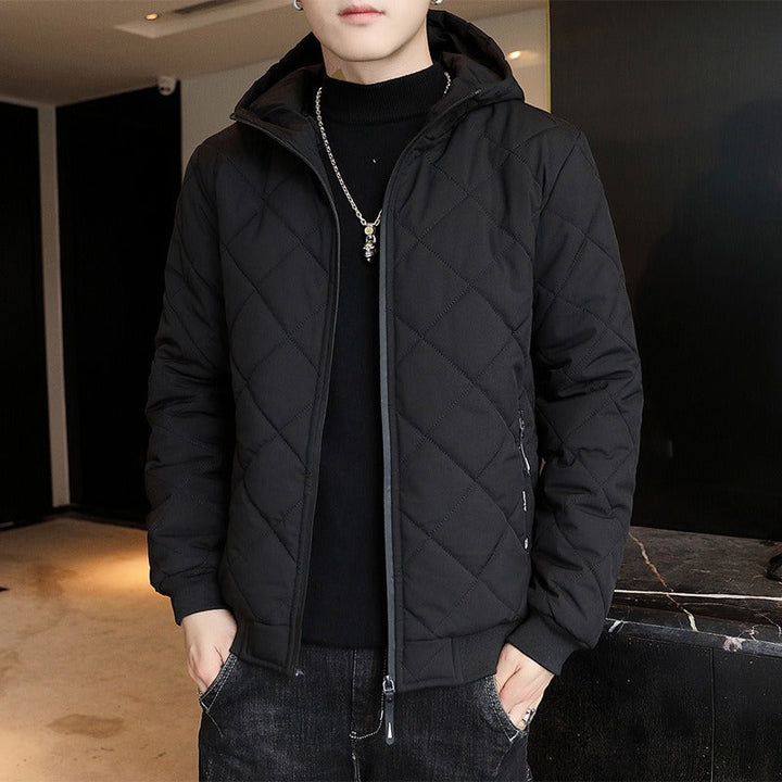Męska zimowa kurtka pikowana z kapturem