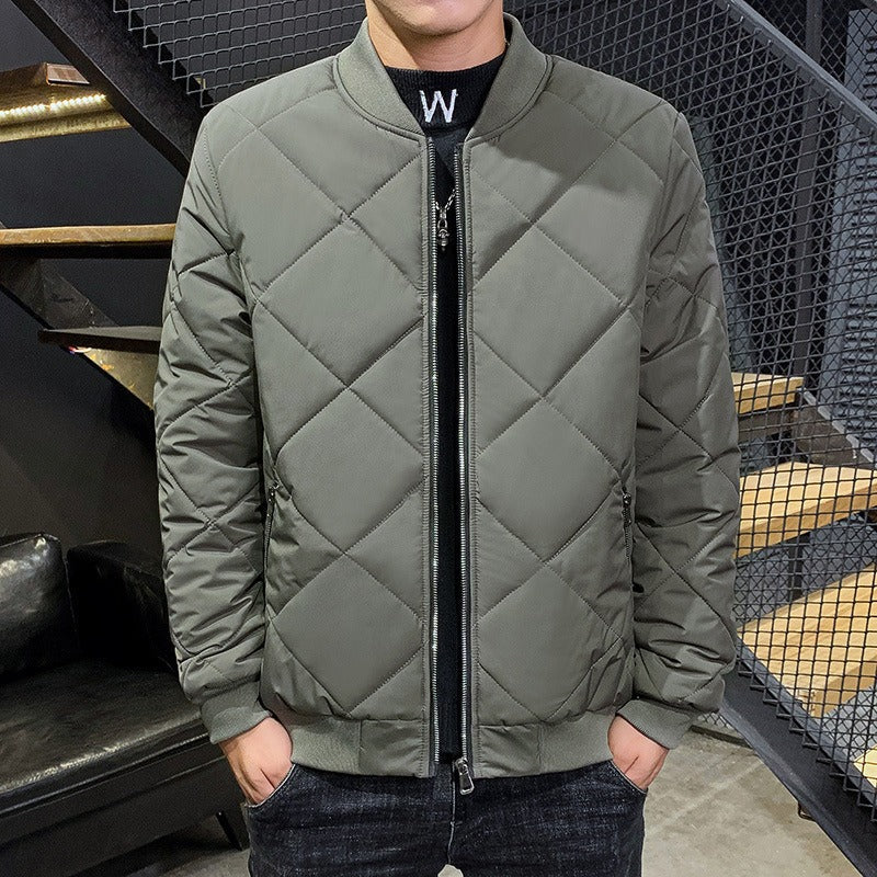 Męska zimowa kurtka pikowana z kapturem