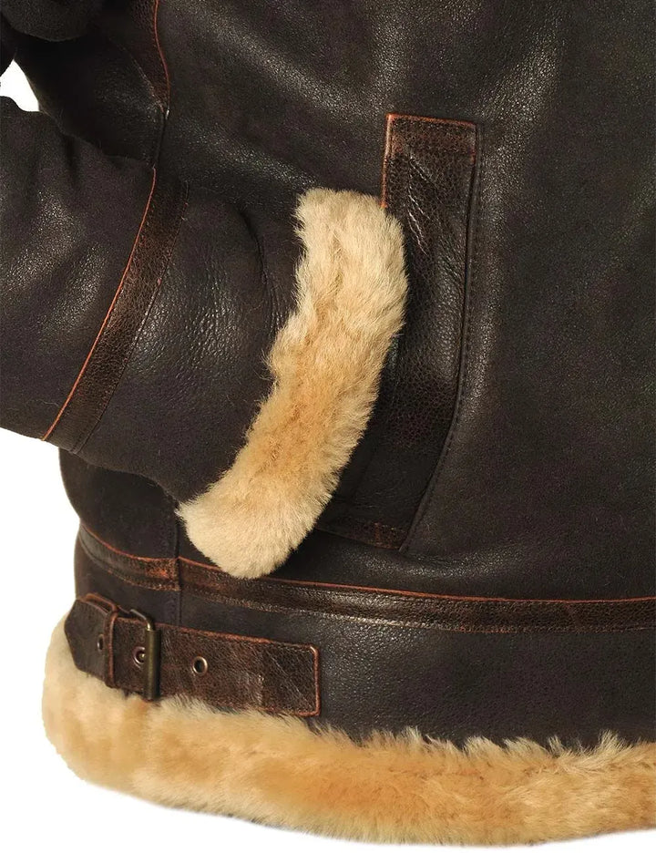 Męska Zimowa Bomberka Aviator z Kołnierzem Futrzanym