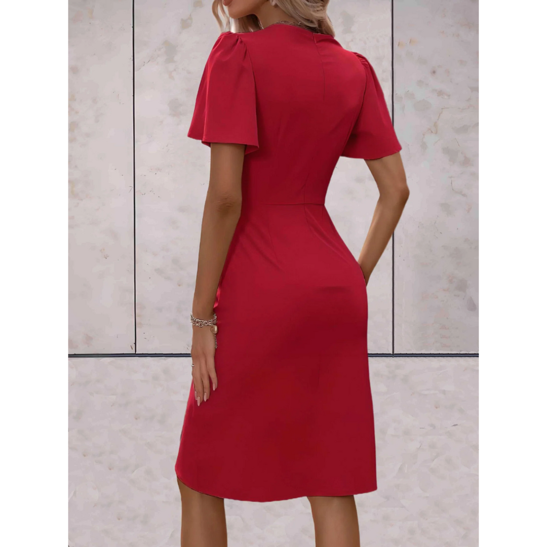 Damska Elegancka Sukienka Kopertowa | Midi