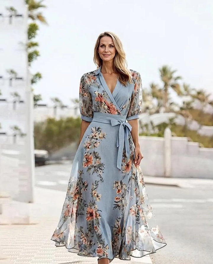 Damska Elegancka Sukienka Kopertowa | Maxi