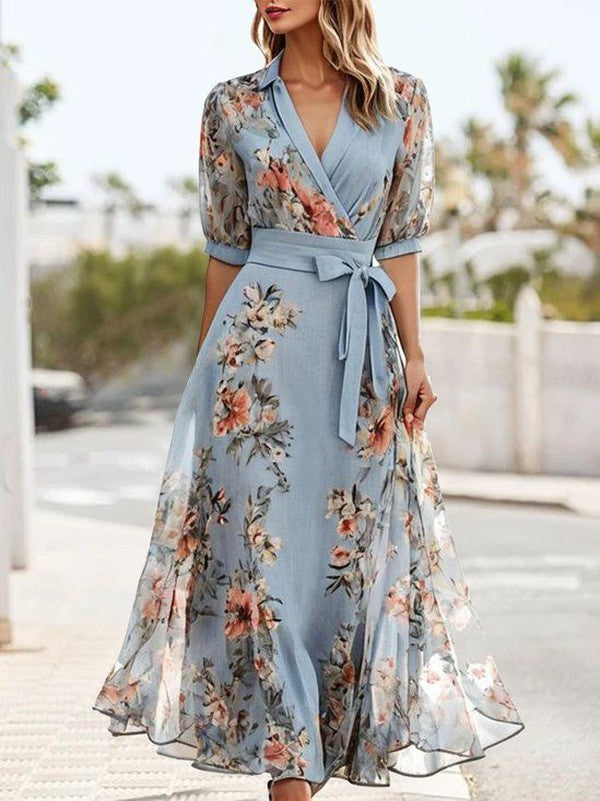 Damska Elegancka Sukienka Kopertowa | Maxi
