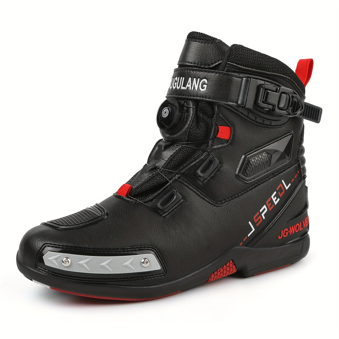 Męskie wysokie buty motocyklowe z paskami