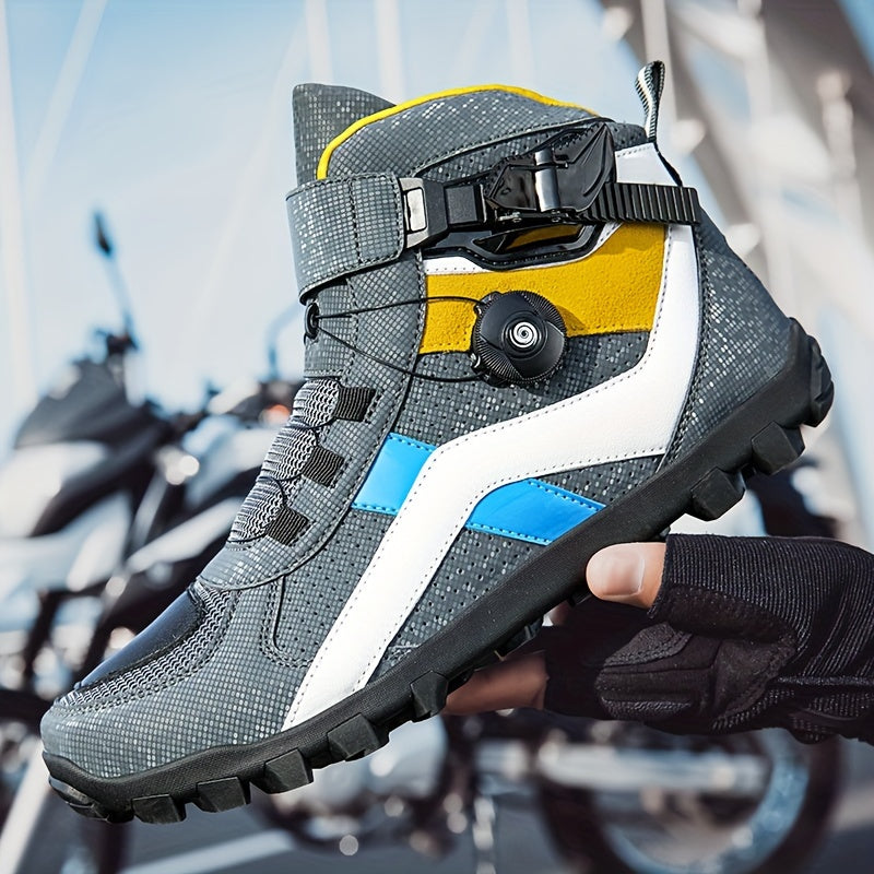 Męskie buty motocyklowe wysokie z obrotową klamrą