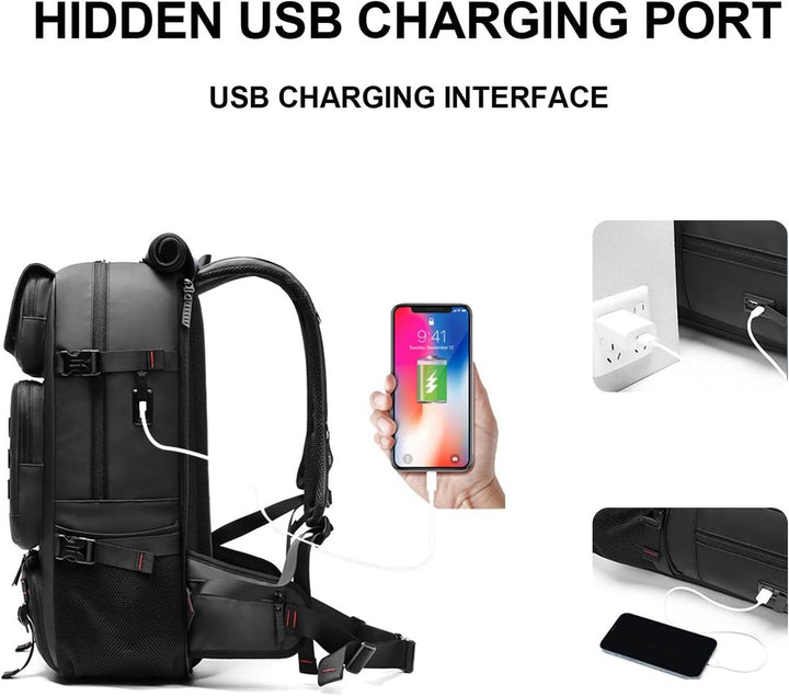 Męski Plecak Podróżny 50L z USB i Komorą na Buty