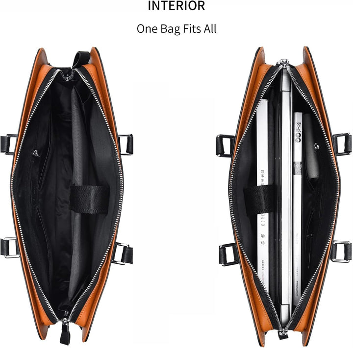 Elegancka smukła skórzana teczka biznesowa z przegródkami