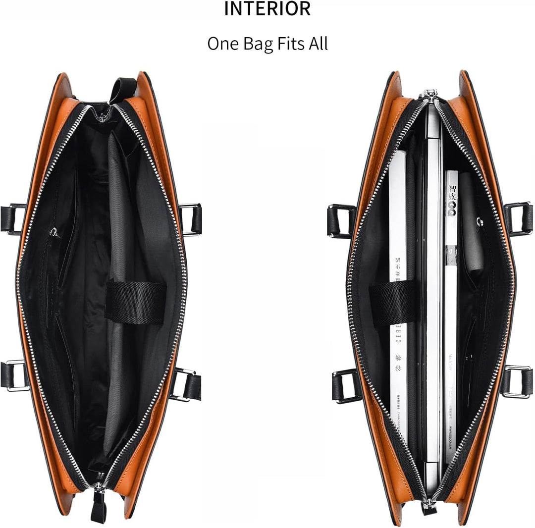 Elegancka smukła skórzana teczka biznesowa z przegródkami