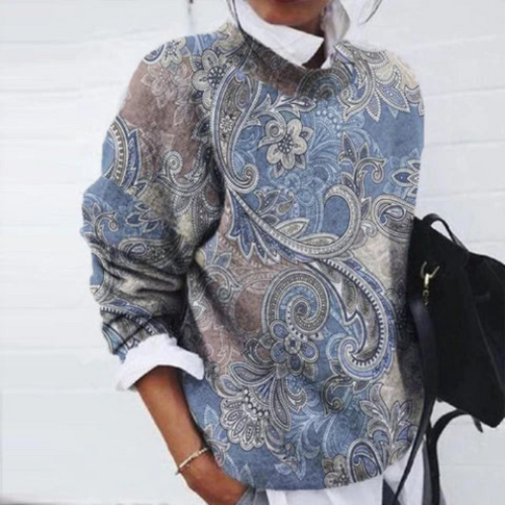 Damski zimowy sweter w kwiaty