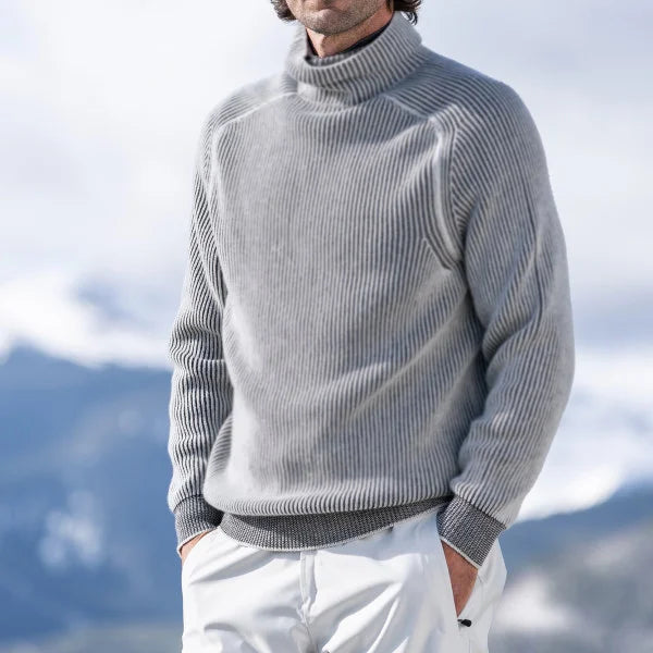 Męski turtleneck sweter zimowy i ciepły