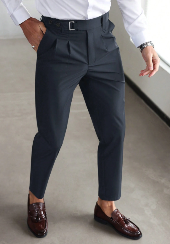 Męskie Klasyczne Spodnie Slim Fit z Bocznymi Kieszeniami