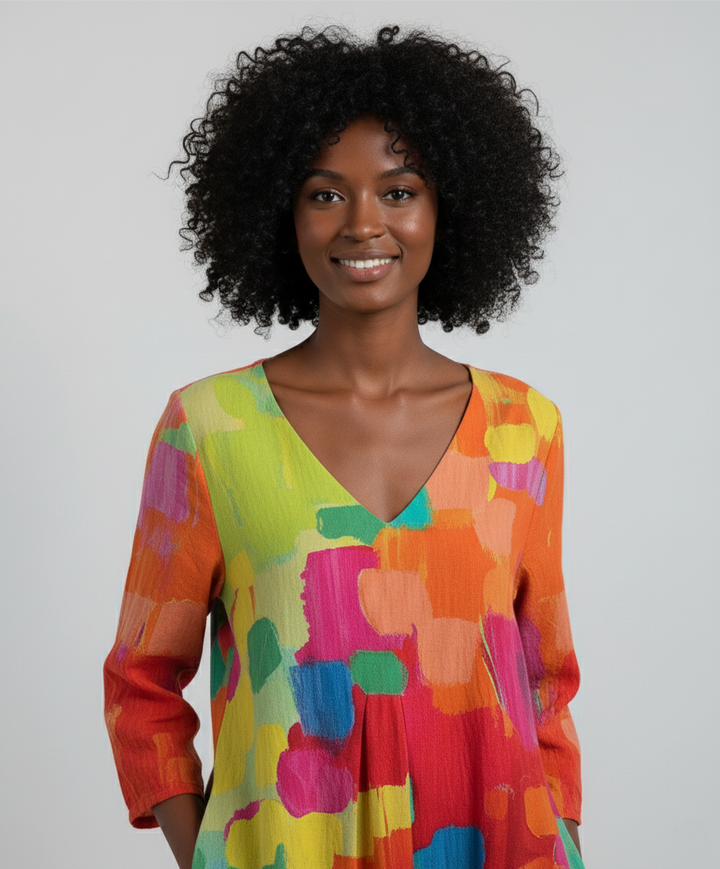 Płynny luźne sukienki damskie midi w abstrakcyjny wzór