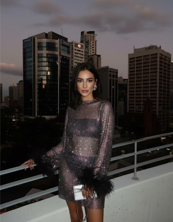 Sukienka sylwestrowa cekinowa wieczorowa efektowna