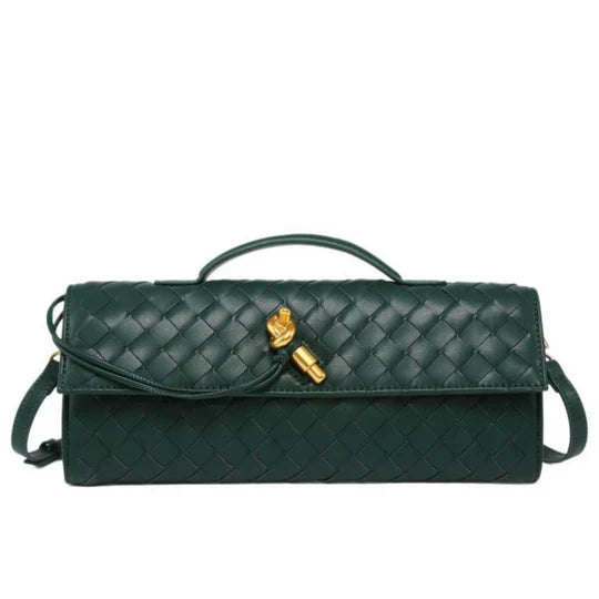 Szykowna woven torebka z klapką i uchwytem