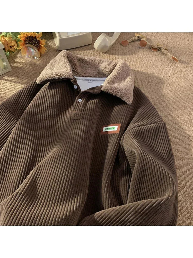 Męski Tradycyjny Sweter z Kołnierzem Polo