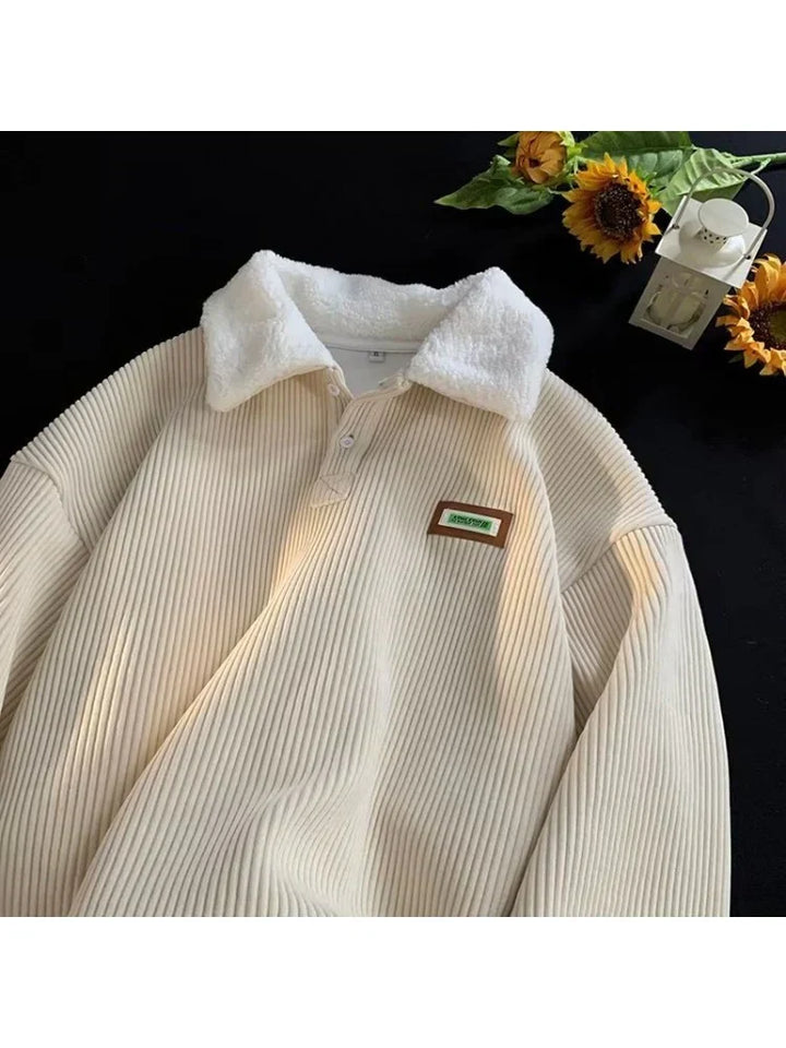 Męski Tradycyjny Sweter z Kołnierzem Polo