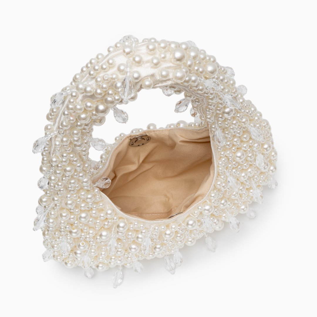 Efektowna rzeźbiona mini torebka z koralikami