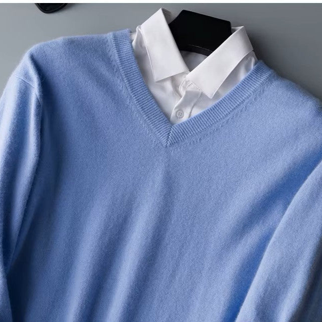 Męski Uniwersalny Sweter w Serek – Idealny Na Co Dzień