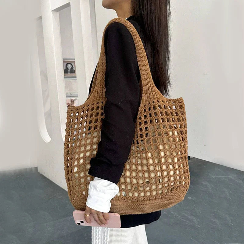 Tote torba z otwartym splotem w stylu boho