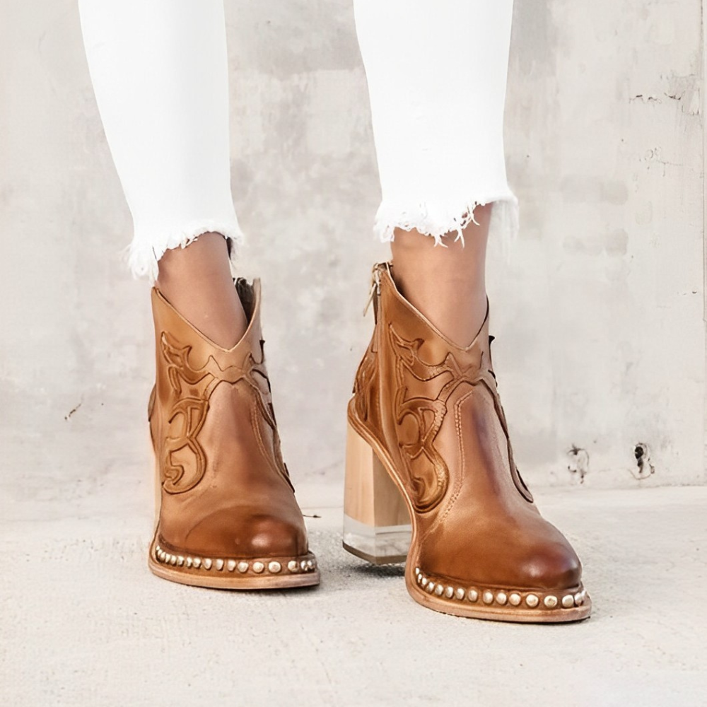 Damskie botki z Design stylem zachodnim z przezroczystym obcasem