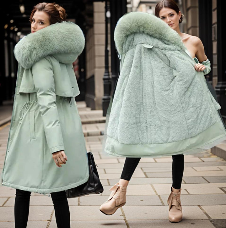 Damska Zimowa Parka z Kapturem Odporna na Wilgoć Elegancja