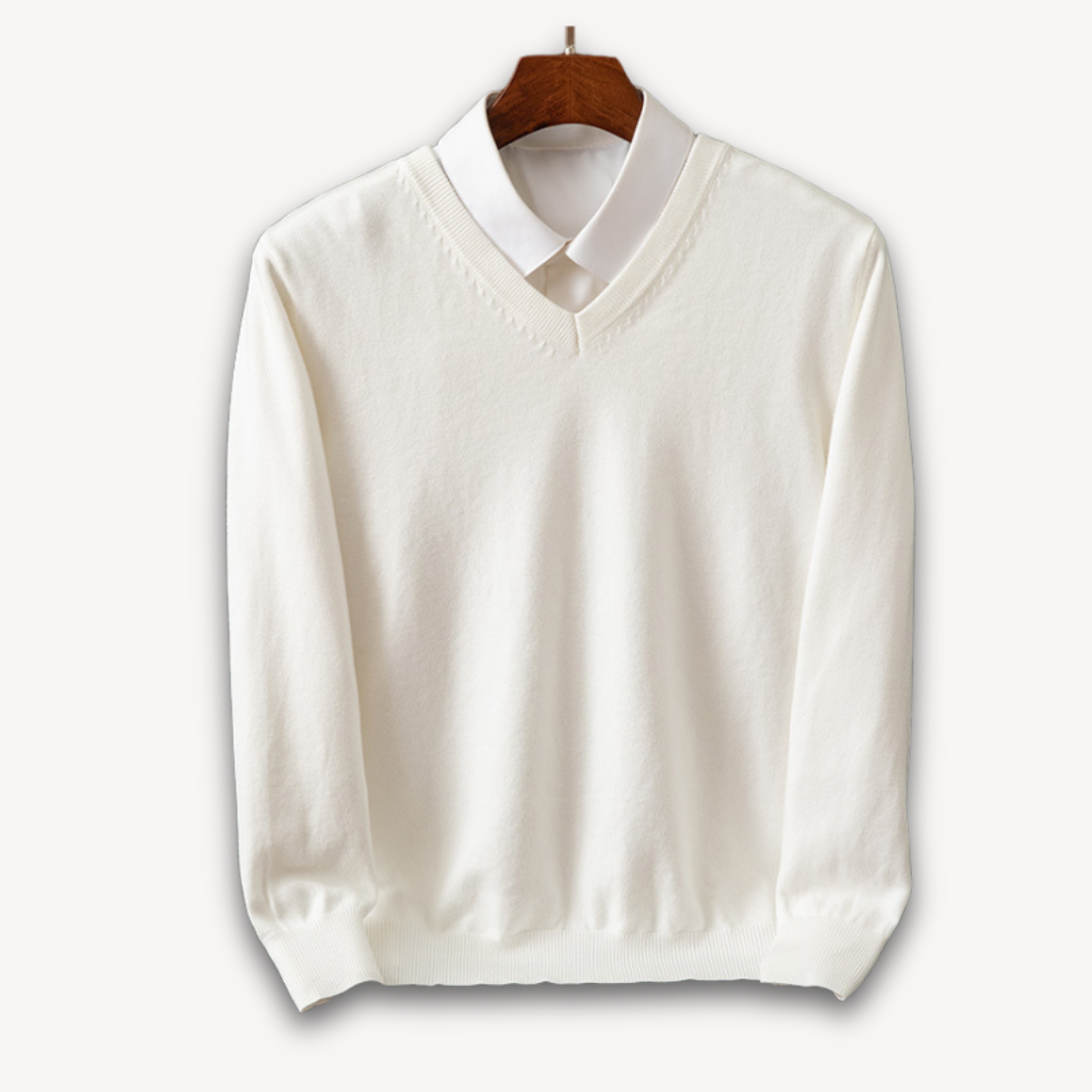 Męski sweter slim fit z dekoltem V i długim rękawem