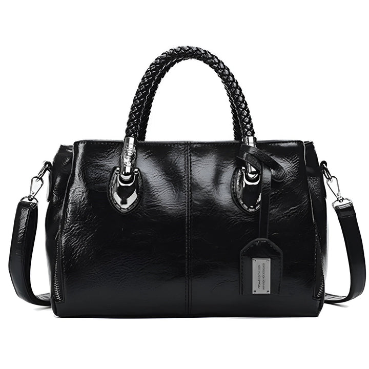 Damska klasyczna torebka z plecionym uchwytem