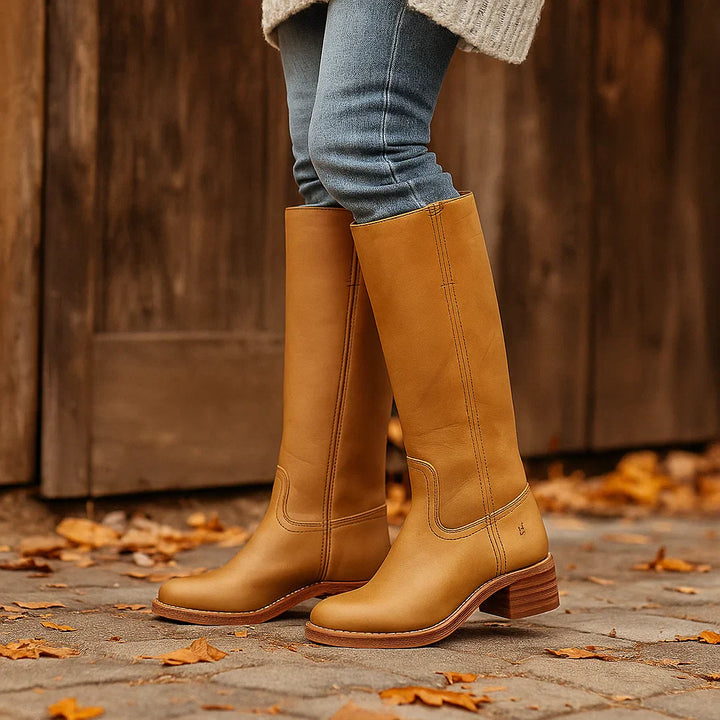 Damskie wysokie kozaki klasyczne z obcasem