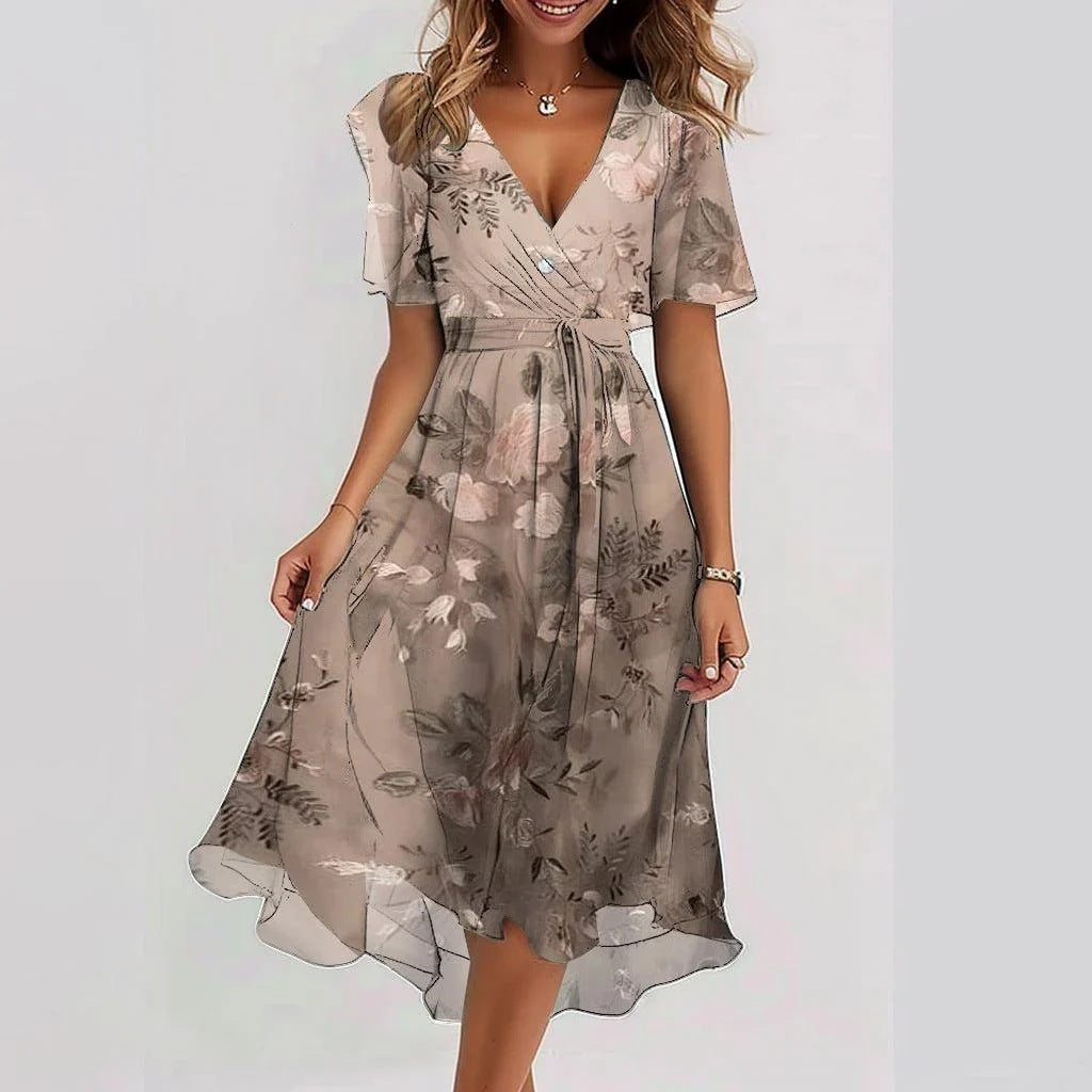 Damska Sukienka Koktajlowa Kopertowa | Elegancka Midi