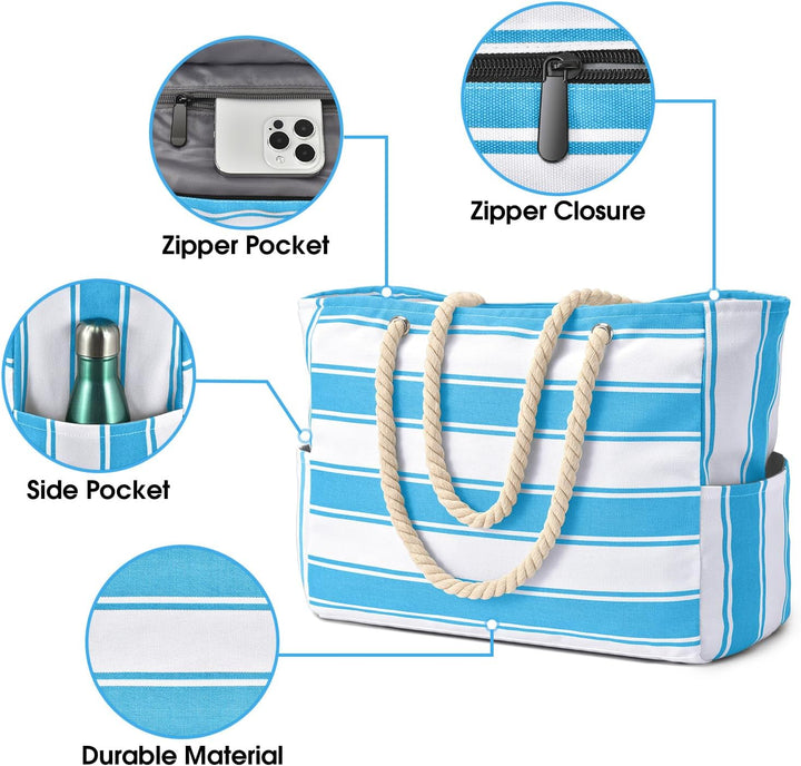 Wodoodporna i piaskoodporna duża tote torba plażowa